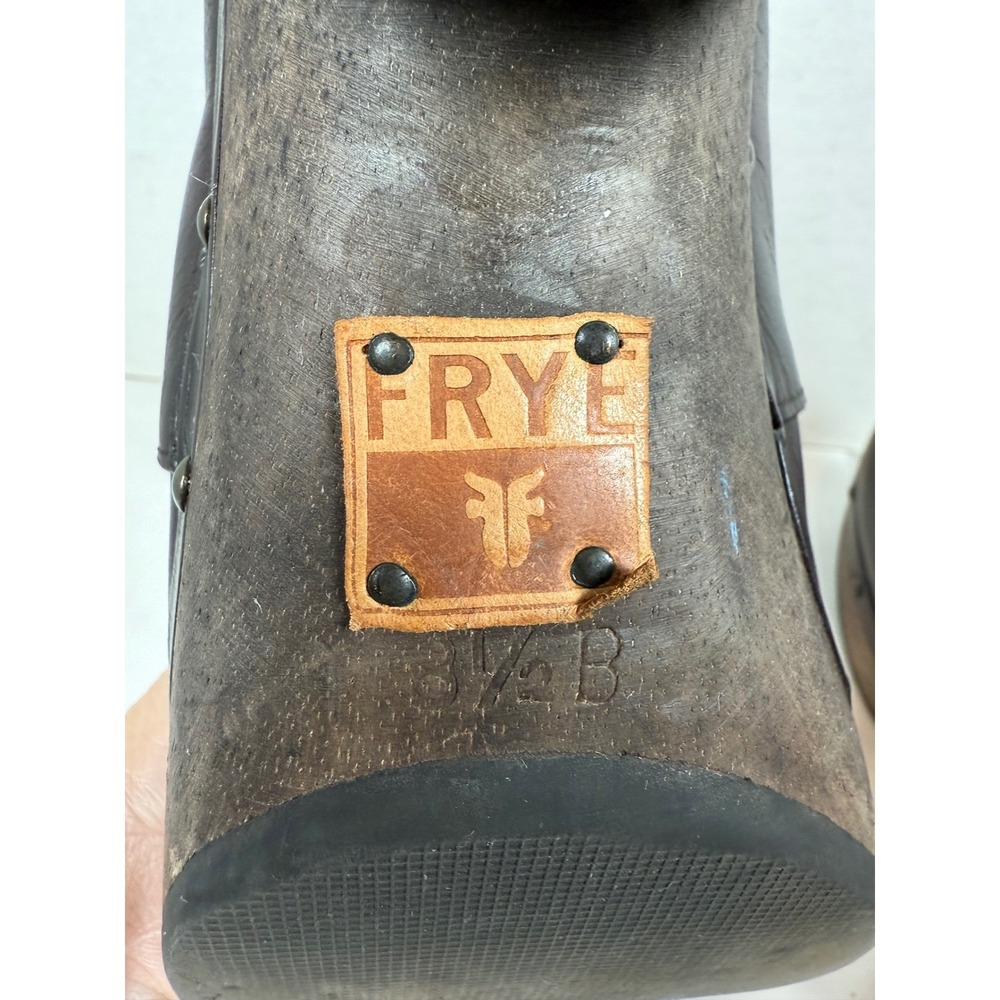 Frye Ella Leather Mule Clogs, Brown, Studded Wooden Platform and Heel, Size 8.5 - Picture 10 of 12